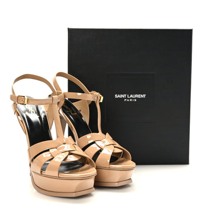 Saint Laurent Patent Tribute 105 Platform Sandals 41 Nude Powder 9 of 9