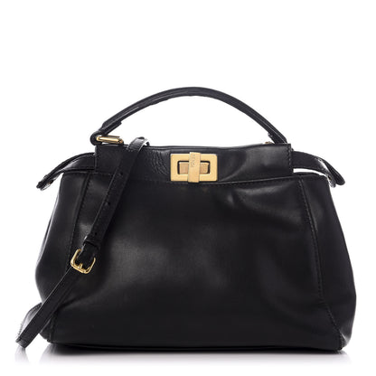 Fendi Nappa Mini Peekaboo Iconic Satchel Black 1 of 8