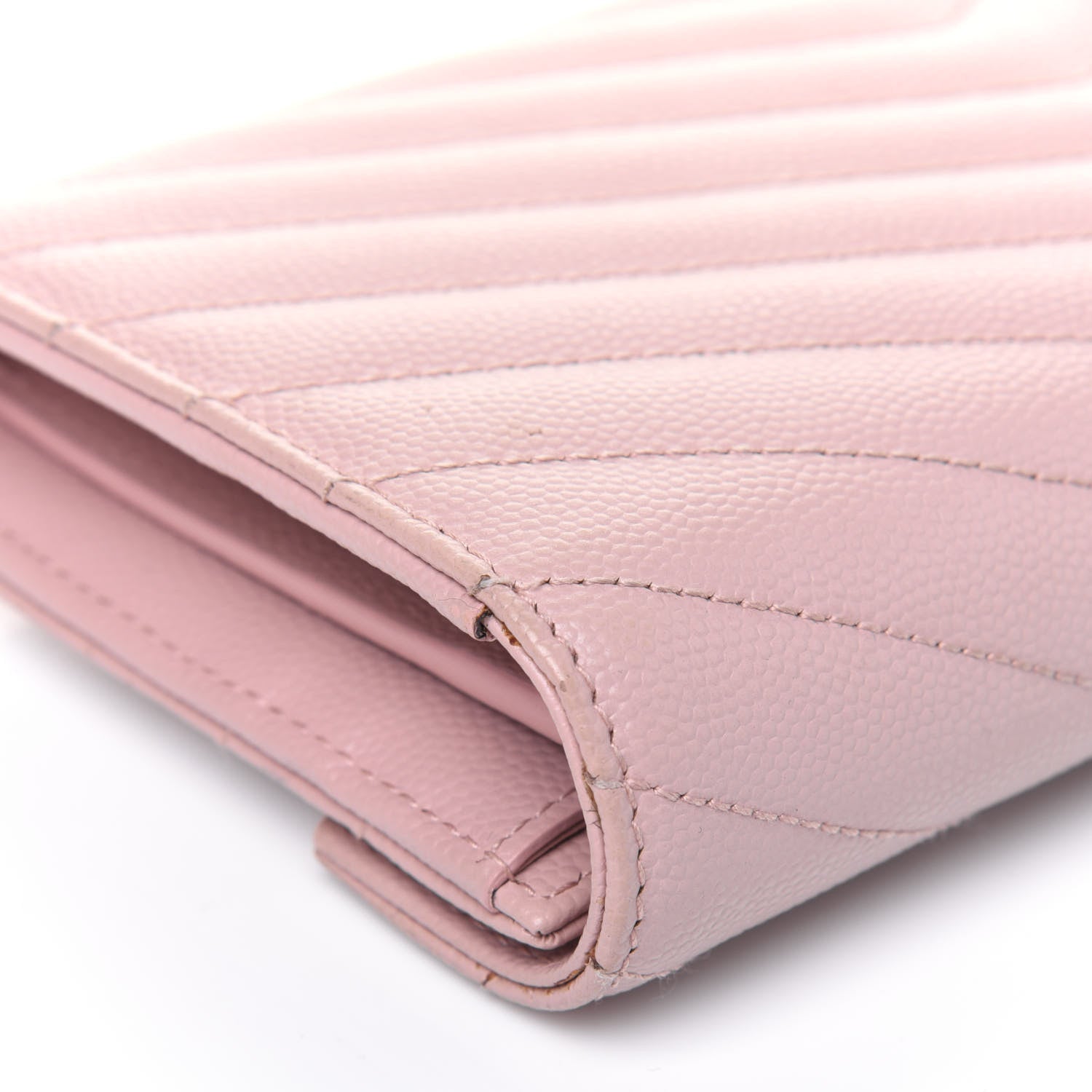 Saint Laurent Grain De Poudre Matelasse Chevron Monogram Flap Wallet Pale Pink 13 of 20