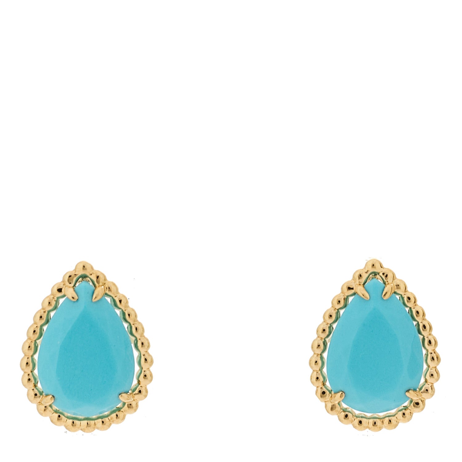 Boucheron 18K Yellow Gold Turquoise Serpent Boheme Stud Earrings 1 of 5