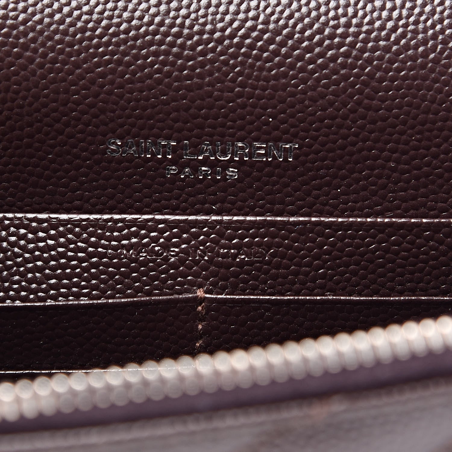 Saint Laurent Grain De Poudre Matelasse Chevron Monogram Envelope Chain Wallet Dark Brown 6 of 9