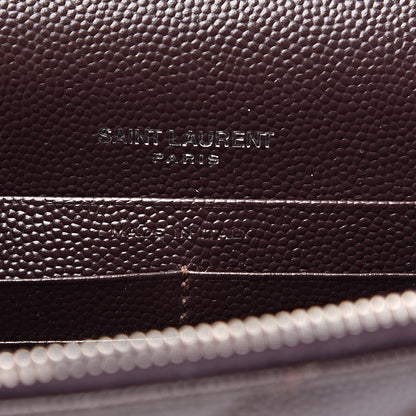 Saint Laurent Grain De Poudre Matelasse Chevron Monogram Envelope Chain Wallet Dark Brown 6 of 9