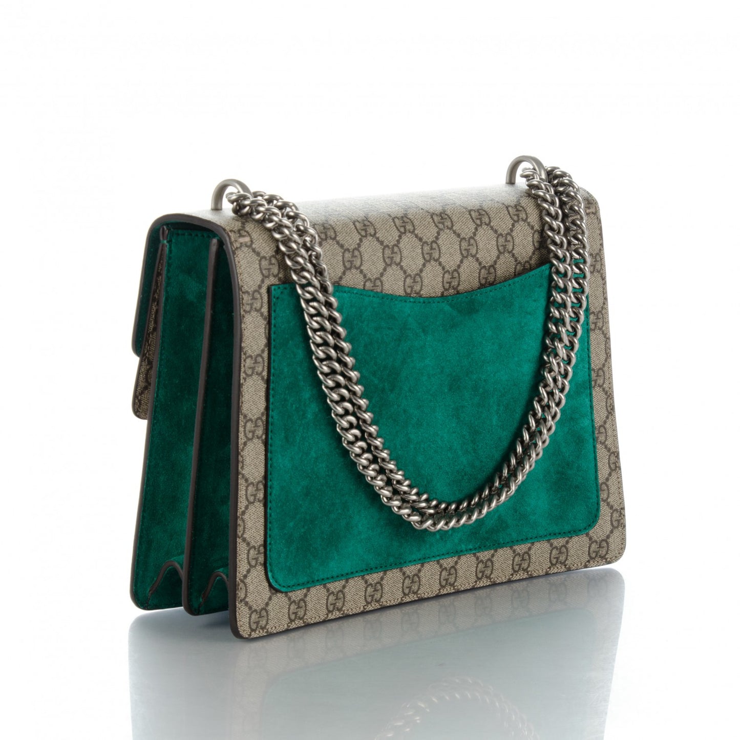 GG Supreme Monogram Embroidered Medium Dionysus Shoulder Bag Emerald