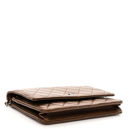 Chanel Metallic Lambskin Quilted Wallet On Chain WOC Bronze 4 of 11