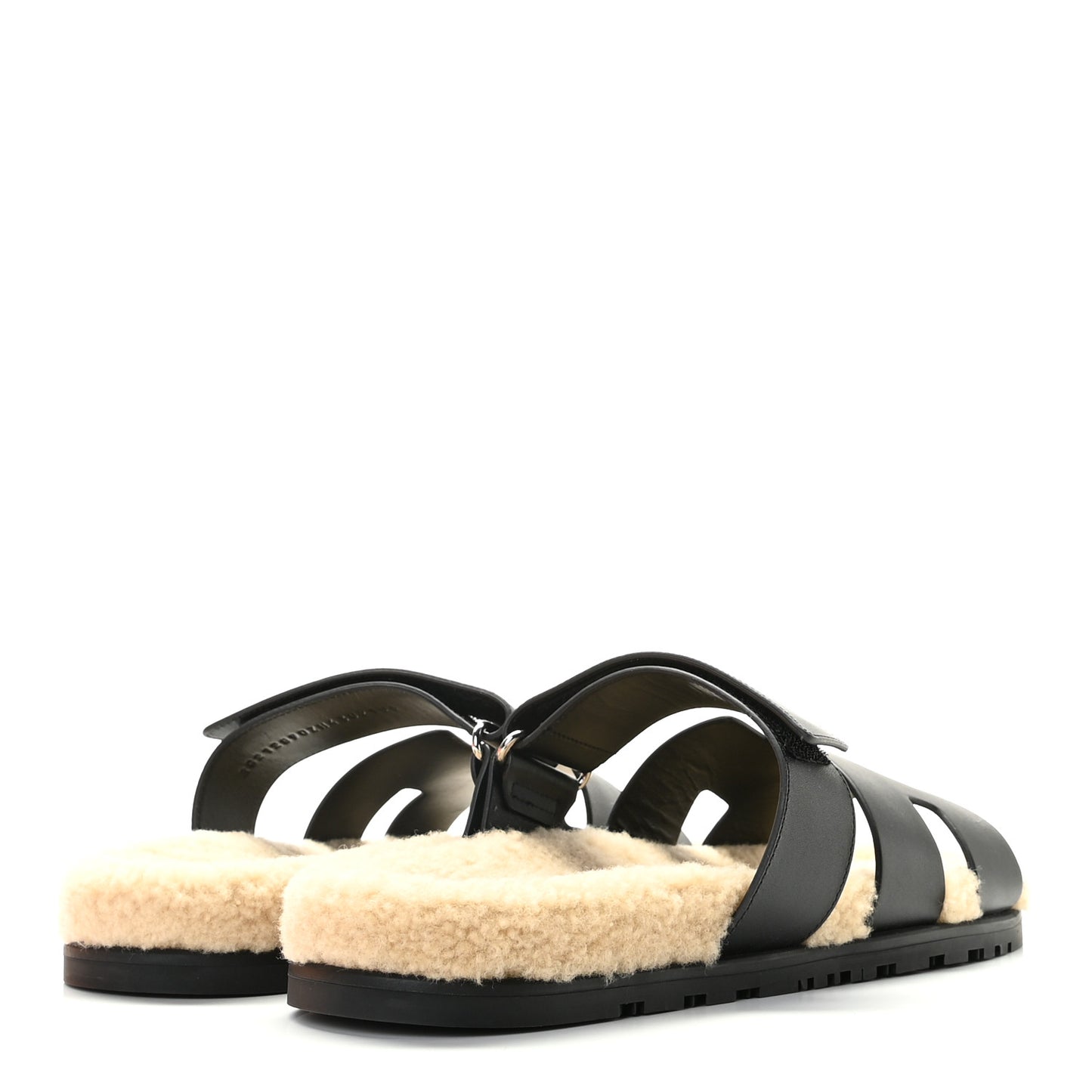 Veau Indios Woolskin Mens Chypre Sandals 43 Black Ecru
