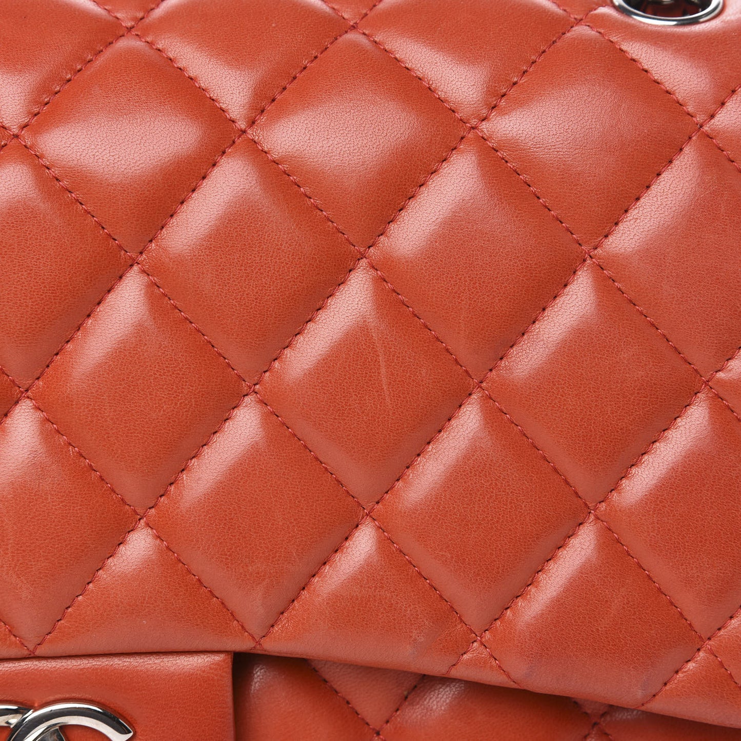 Lambskin Quilted Jumbo Double Flap Red