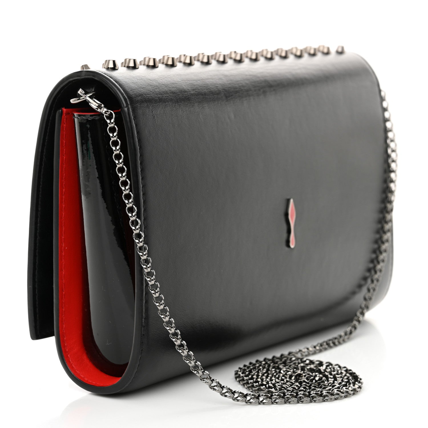Christian Louboutin Calfskin Patent Spikes Paloma Clutch Black 3 of 11