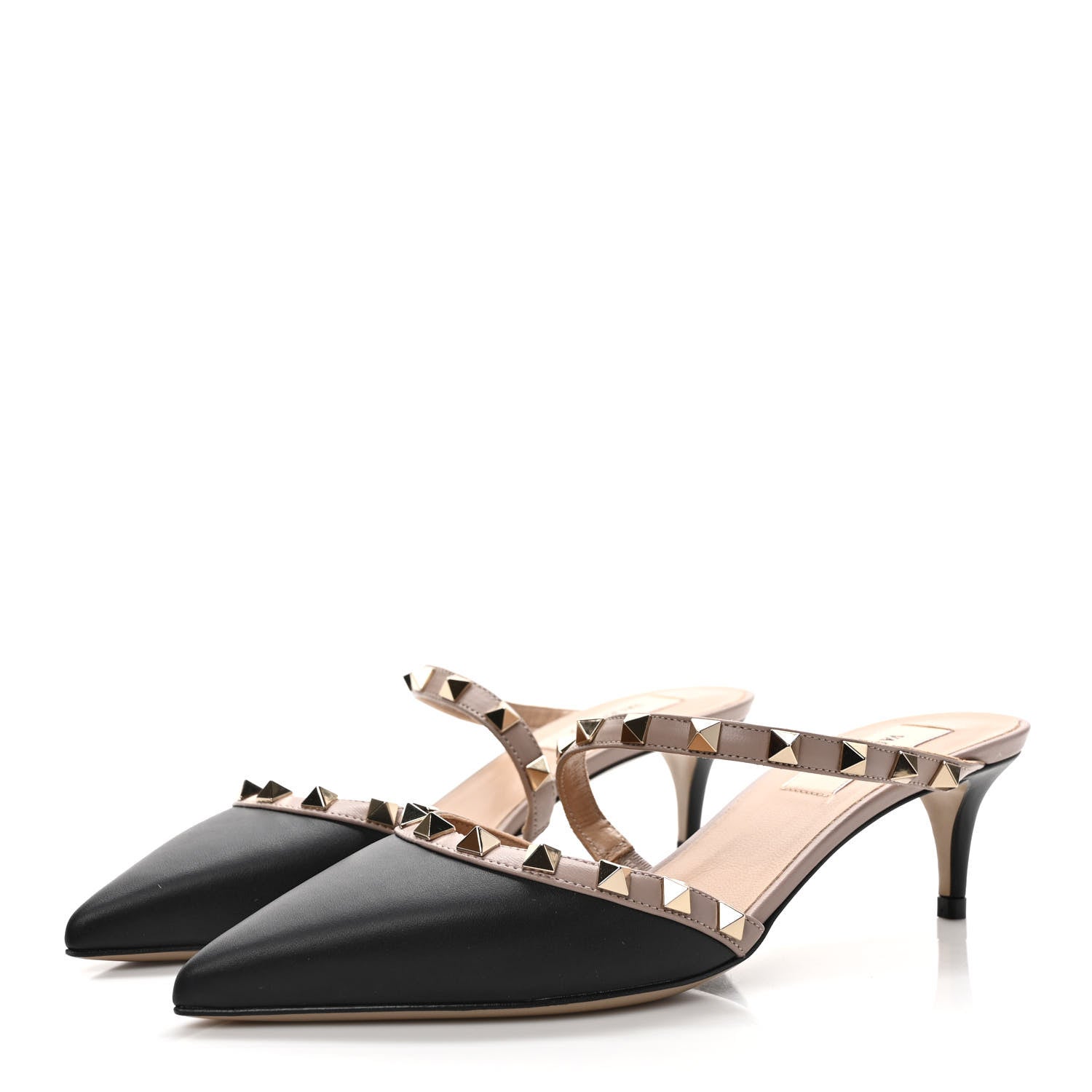 Valentino Garavani Calfskin Nappa Rockstud Cross Strap 50mm Mules 36.5 Black Poudre 3 of 8