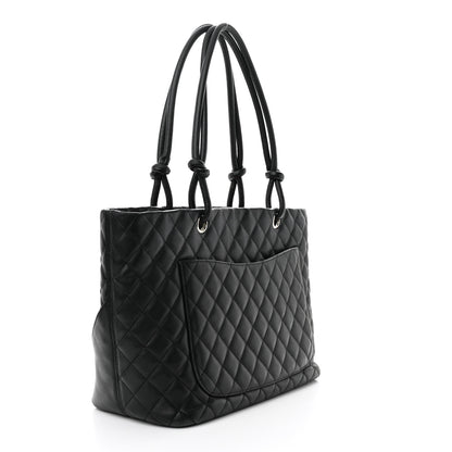 Chanel Calfskin Quilted Large Cambon Tote Black White 3 of 13