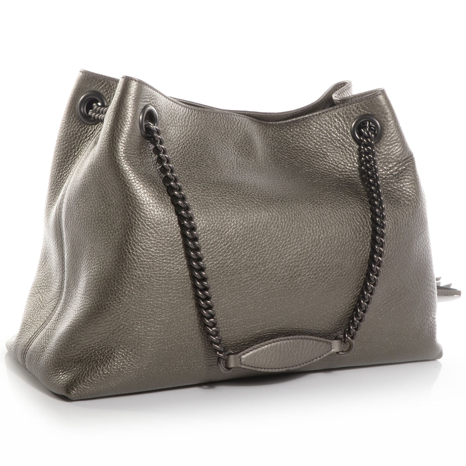 Gucci Metallic Pebbled Calfskin Medium Soho Chain Shoulder Bag Sasso 3 of 7