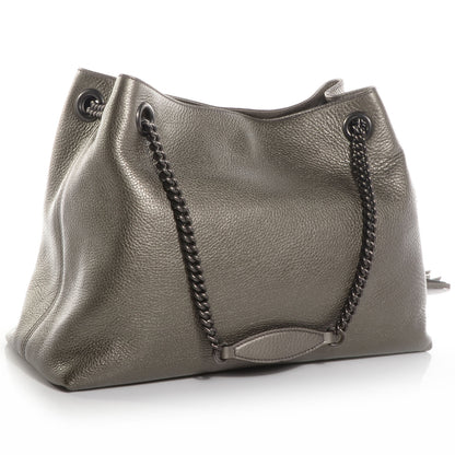Gucci Metallic Pebbled Calfskin Medium Soho Chain Shoulder Bag Sasso 3 of 7