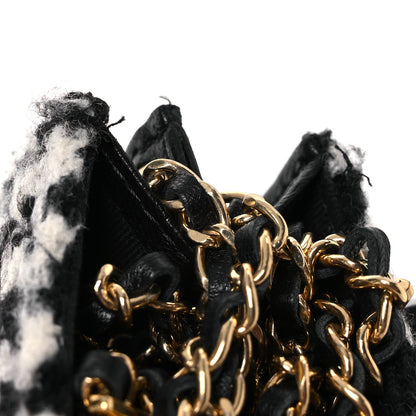 Chanel Tweed Houndstooth Quilted Mini Accordion Clutch With Chain White Black 12 of 13