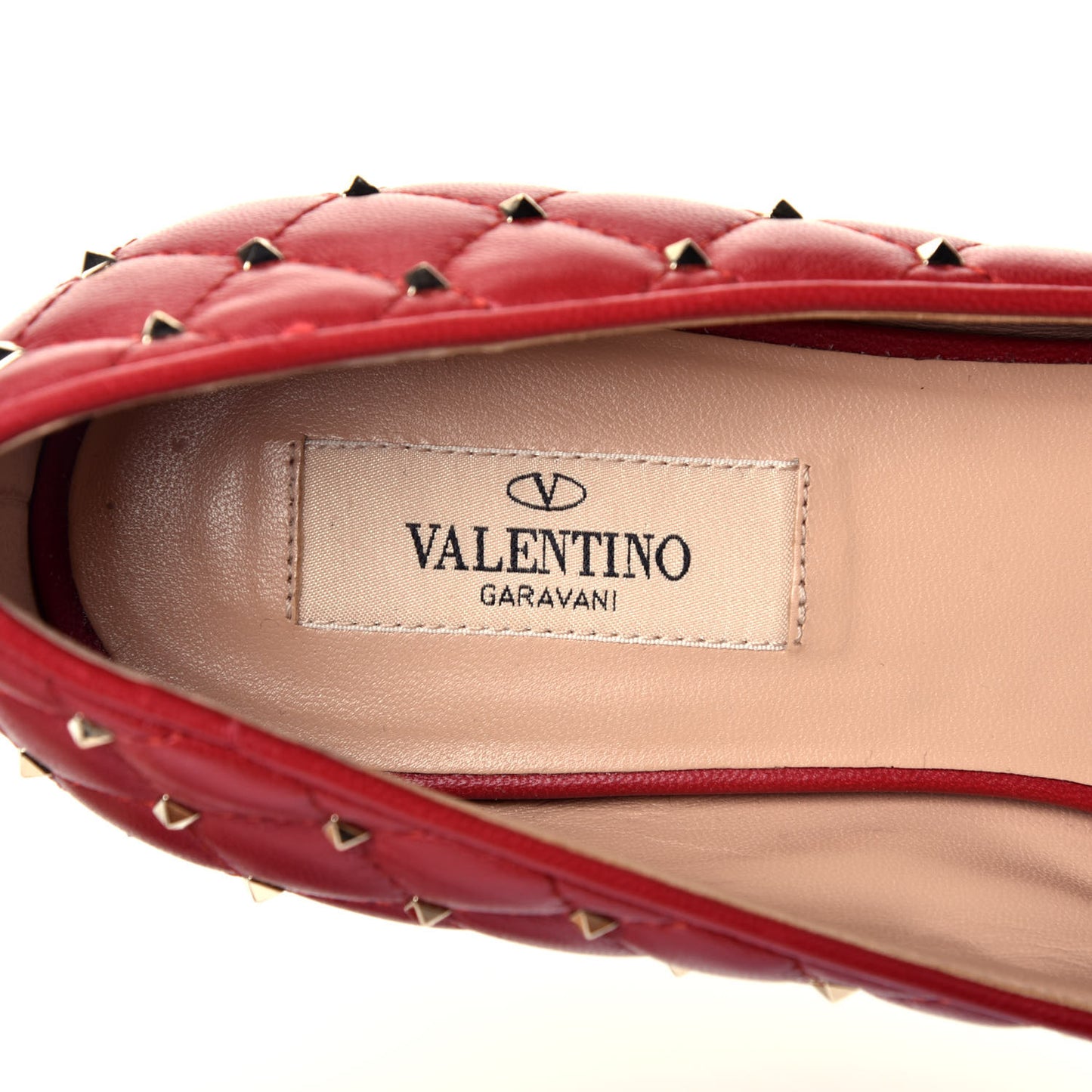 Nappa Rockstud Spike Ballerina Flats 38 Red