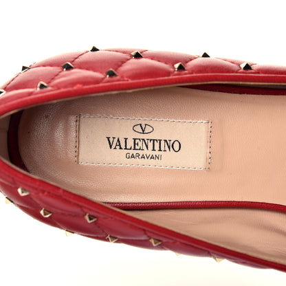 Valentino Garavani Nappa Rockstud Spike Ballerina Flats 38 Red 6 of 7