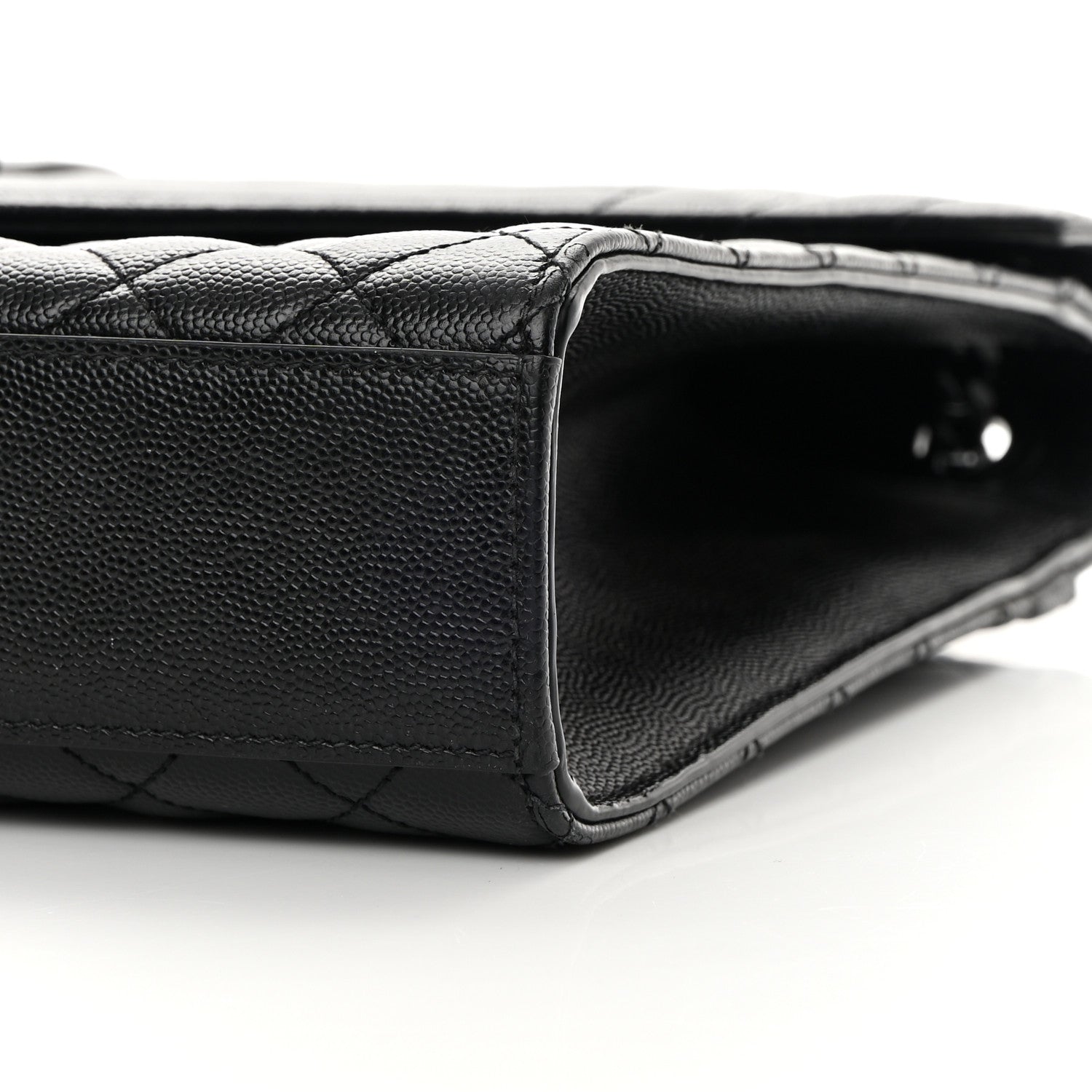 Saint Laurent Grain De Poudre Textured Mixed Matelasse Large Triquilt Monogram Monochrome Satchel Black 10 of 13