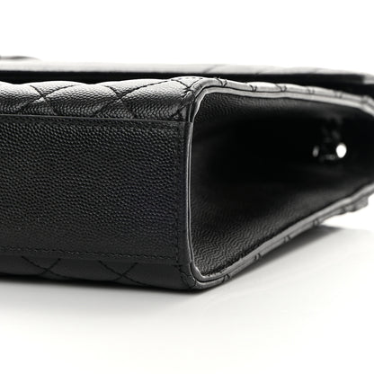 Saint Laurent Grain De Poudre Textured Mixed Matelasse Large Triquilt Monogram Monochrome Satchel Black 10 of 13
