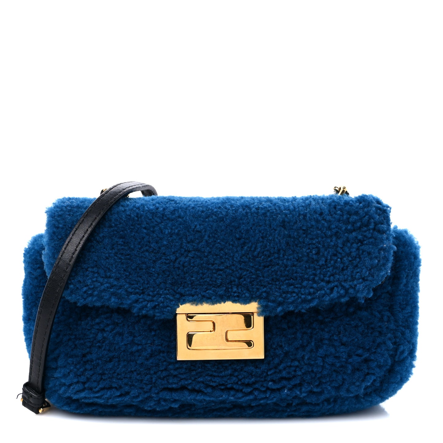 Shearling Nappa Mini Be Baguette Shoulder Bag Blue Black