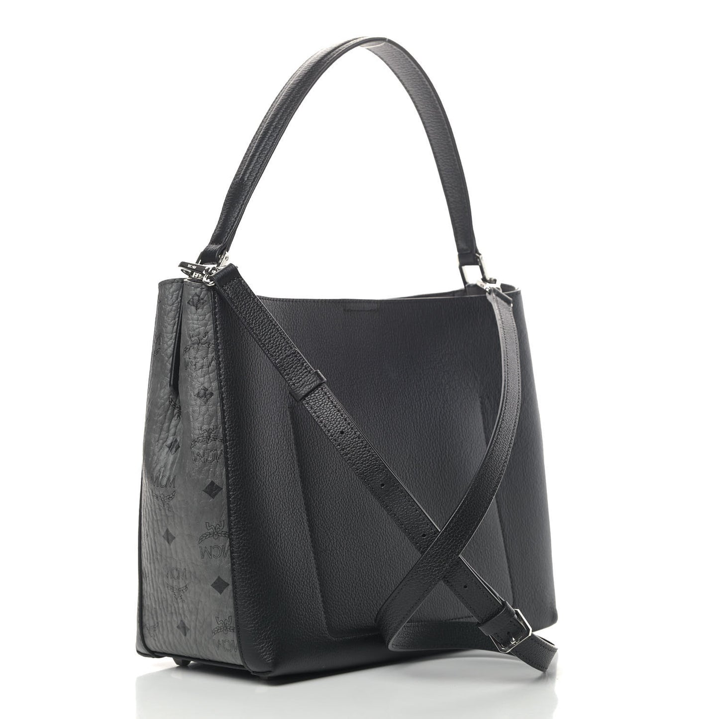 Grained Calfskin Visetos Medium Sarah Hobo Black