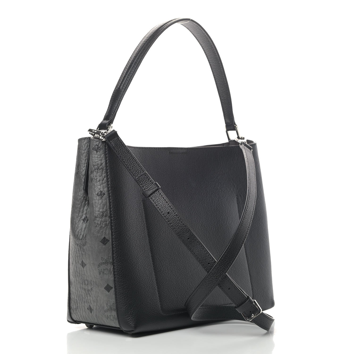 MCM Grained Calfskin Visetos Medium Sarah Hobo Black 2 of 5