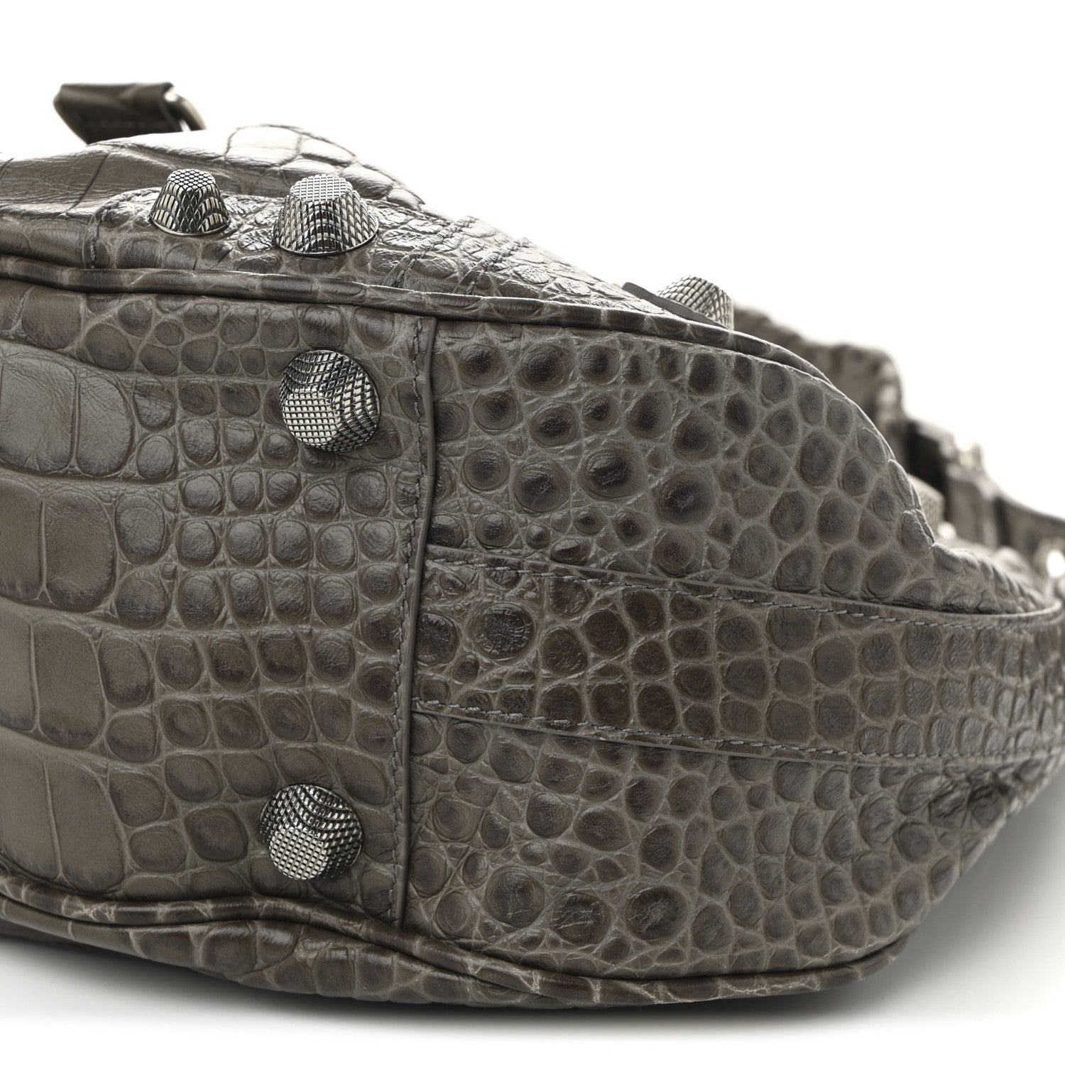 Balenciaga Extra Supple Calfskin Crocodile Embossed Medium Le Cagole Shoulder Bag Medium Grey 11 of 11