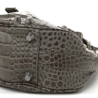 Balenciaga Extra Supple Calfskin Crocodile Embossed Medium Le Cagole Shoulder Bag Medium Grey 11 of 11