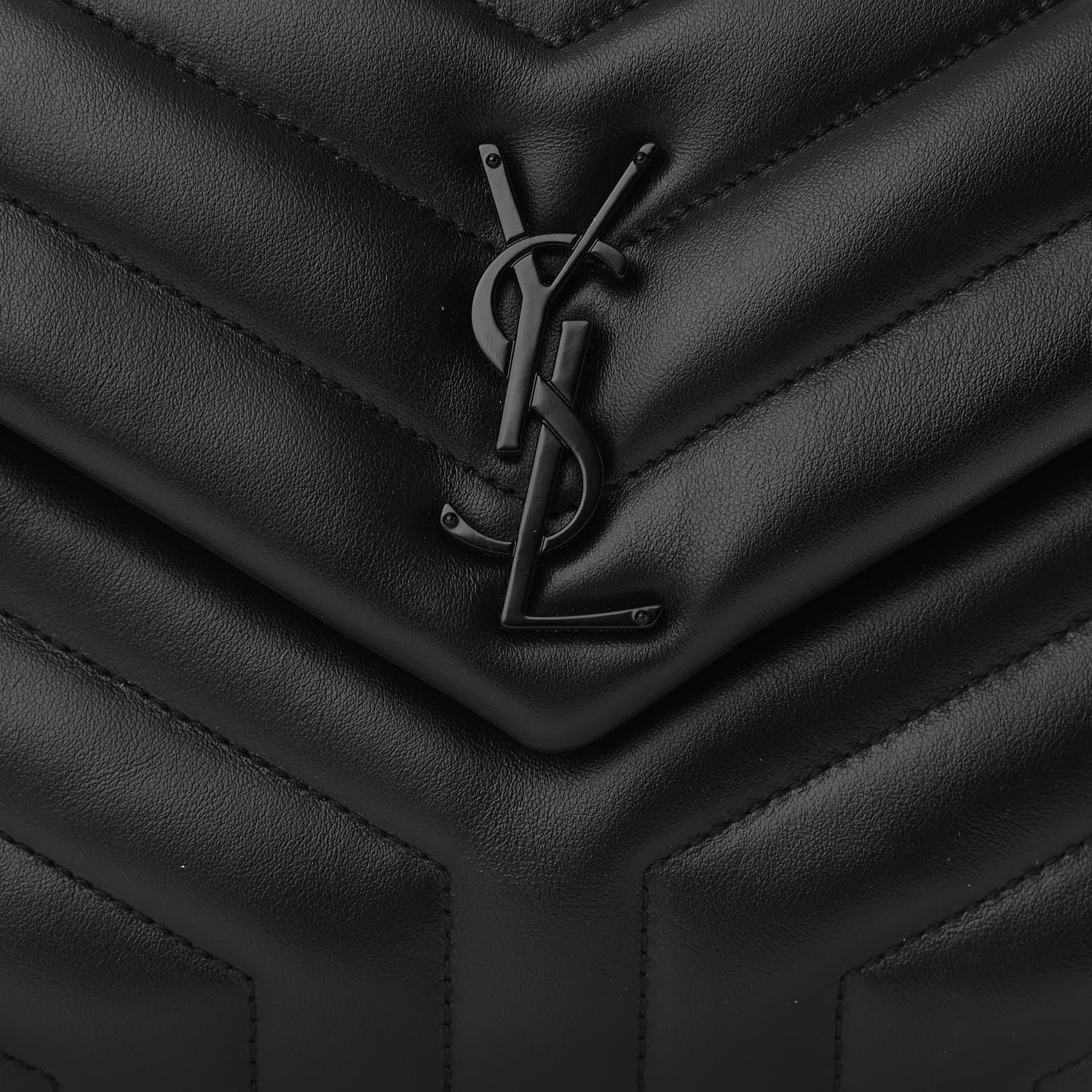 Saint Laurent Calfskin Y Quilted Monogram Small Loulou Chain Satchel Black 9 of 11
