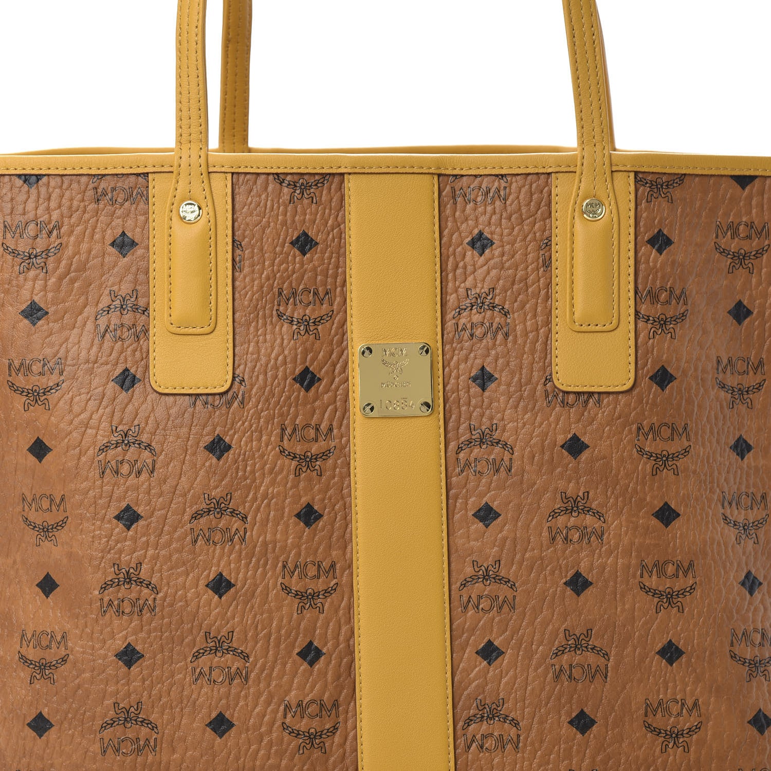 MCM Visetos Medium Liz Reversible Shopper Tote Cognac Yellow 12 of 16