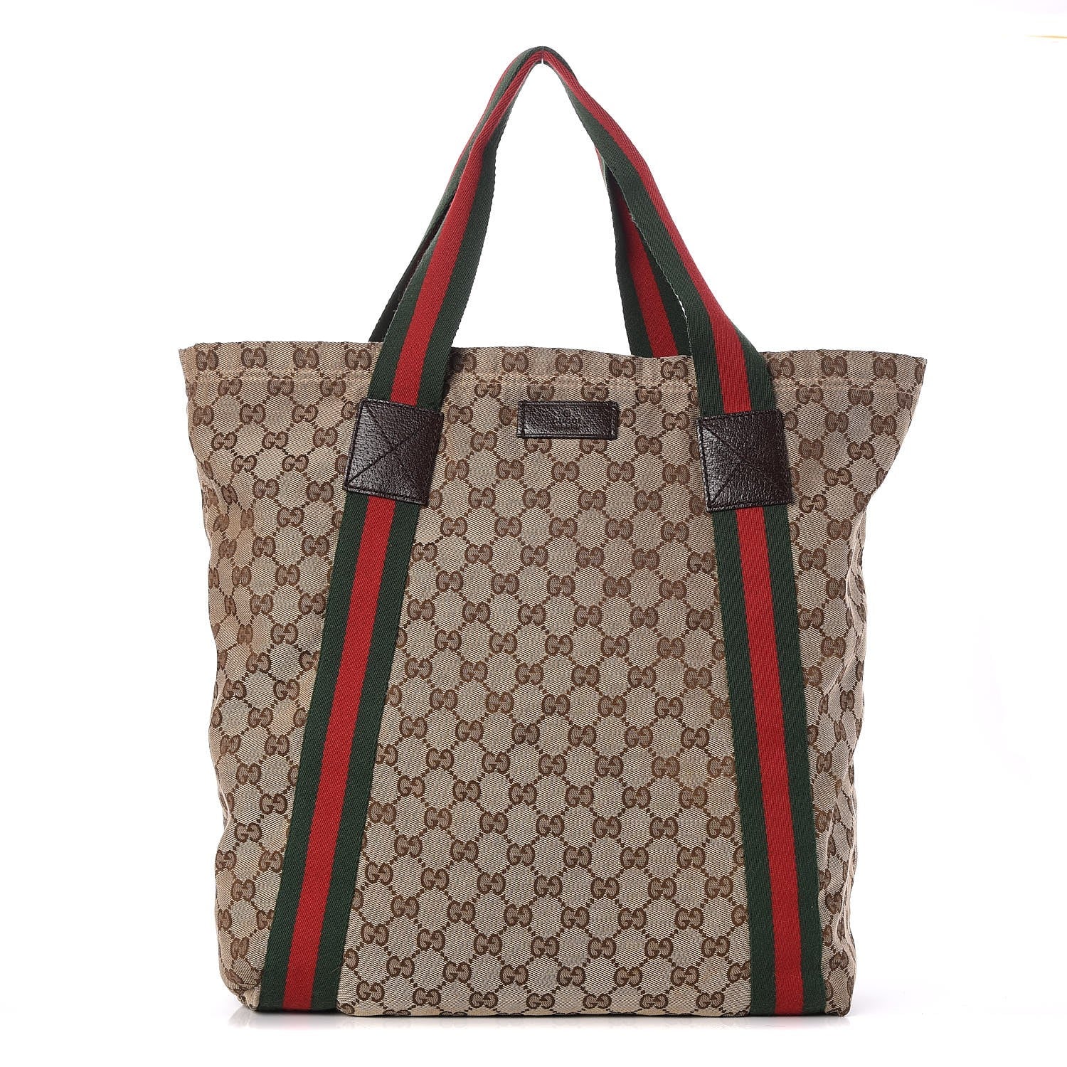 Gucci GG Monogram Medium Web Handle Vertical Tote Dark Brown 1 of 7