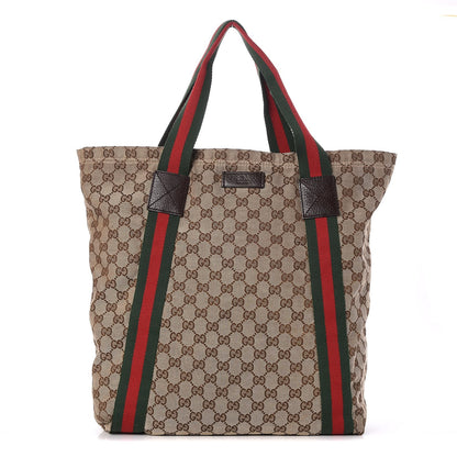 Gucci GG Monogram Medium Web Handle Vertical Tote Dark Brown 1 of 7