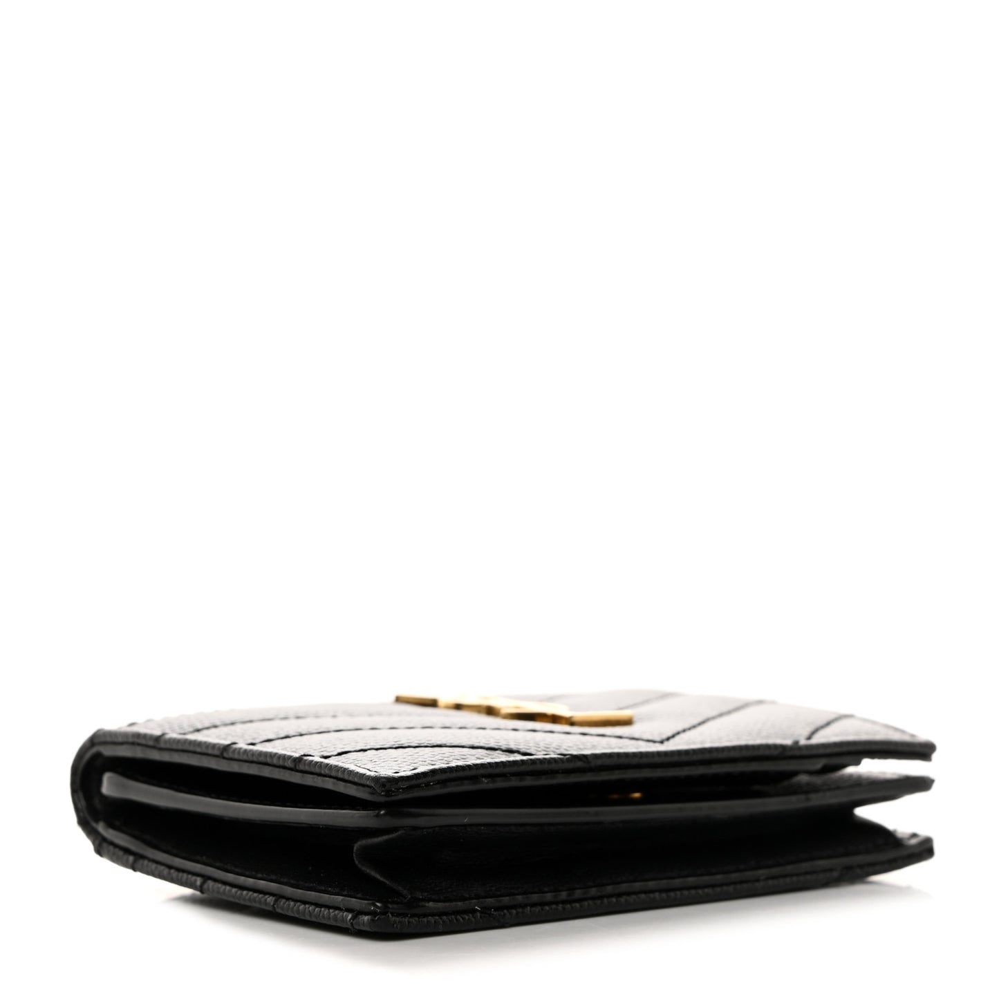Grain De Poudre Matelasse Chevron Monogram Flap Card Case Black