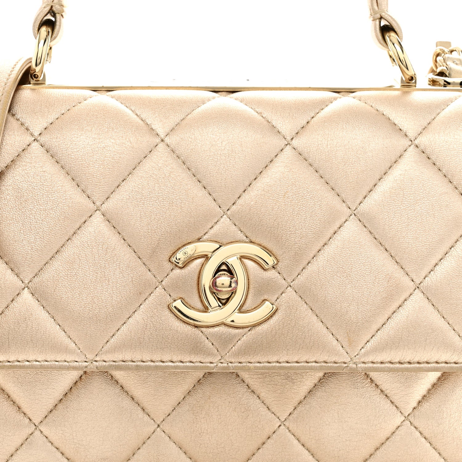 Chanel Metallic Lambskin Quilted Small Trendy CC Flap Dual Handle Bag Gold 8 of 14