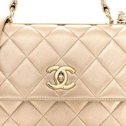 Chanel Metallic Lambskin Quilted Small Trendy CC Flap Dual Handle Bag Gold 8 of 14