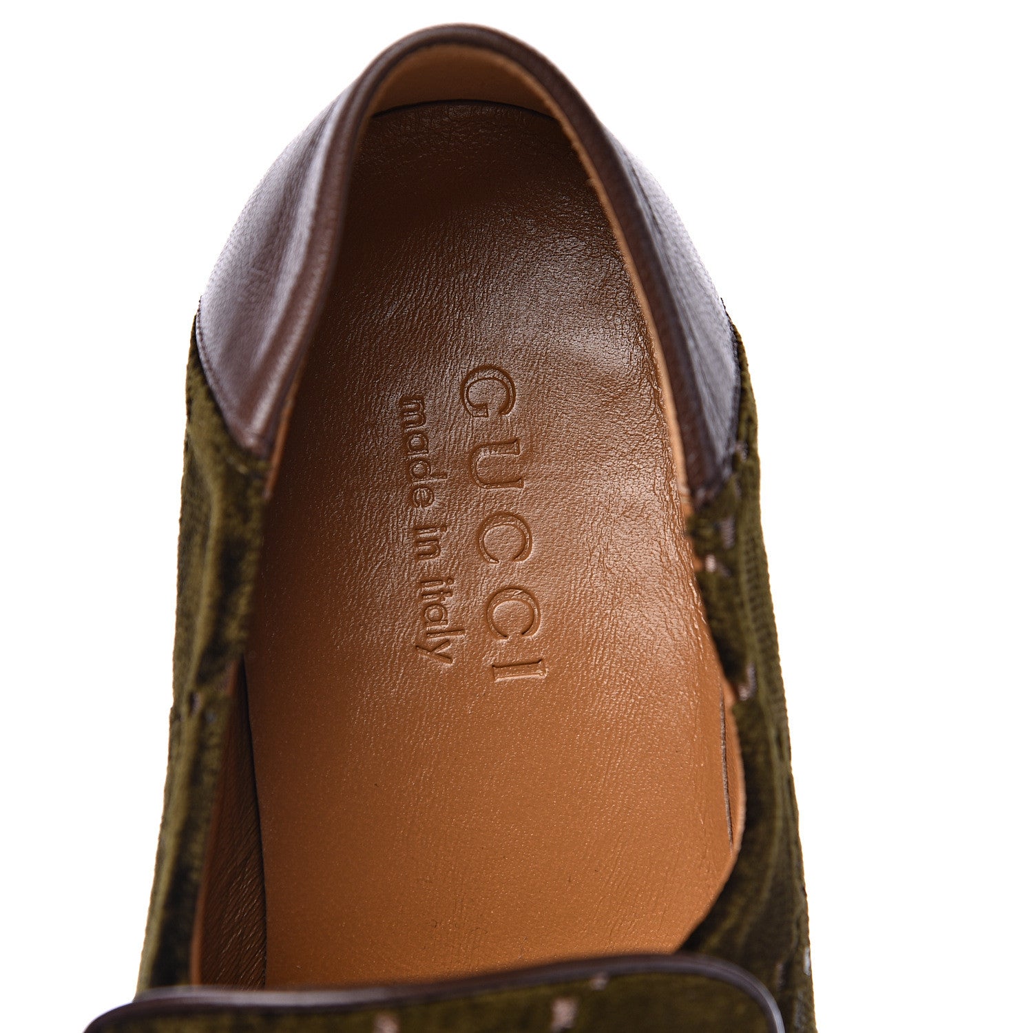 Gucci Velvet GG Monogram Mens Horsebit Loafers 7 Green 7 of 8