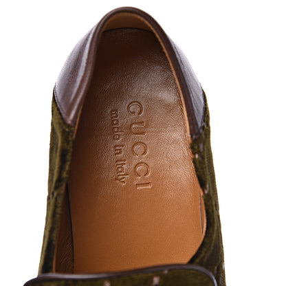 Gucci Velvet GG Monogram Mens Horsebit Loafers 7 Green 7 of 8