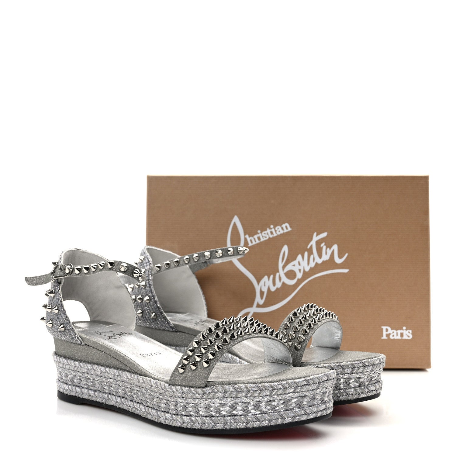 Christian Louboutin Vacchetta Laminato Madmonica 60 Platform Sandals 41 Silver 9 of 9