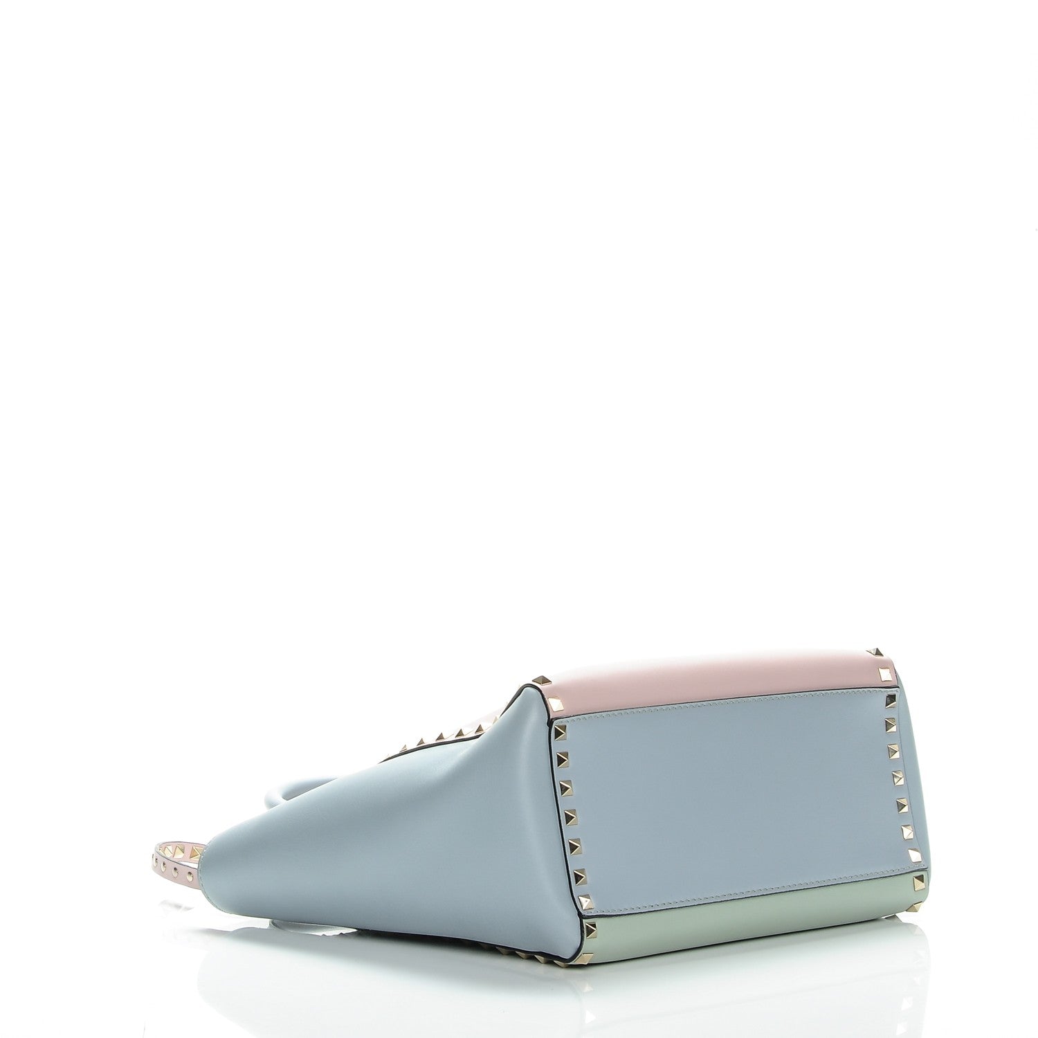 Valentino Garavani Vitello Watercolor Rockstud Double Handle Tote Rose Green Yellow Sky 4 of 7