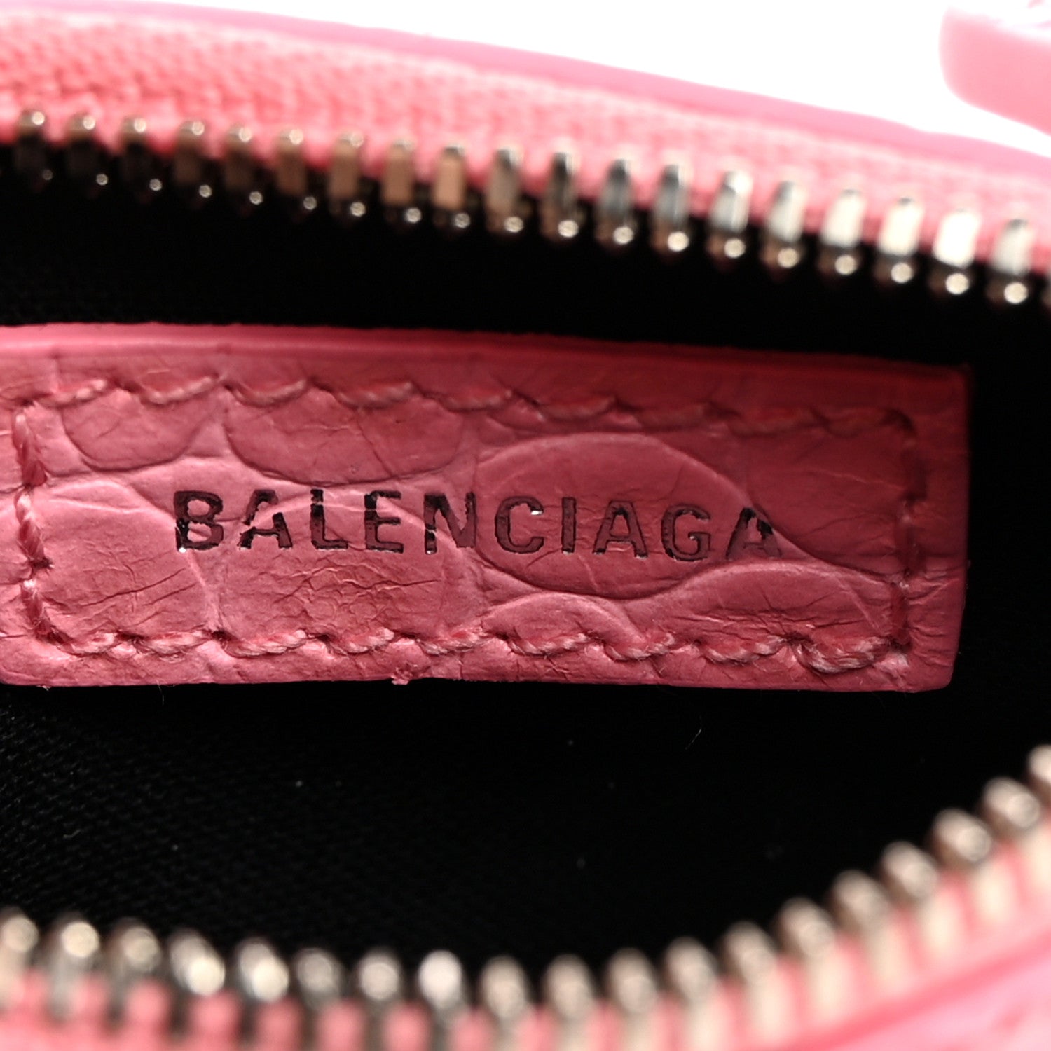 Balenciaga Calfskin Crocodile Embossed Le Cagole Coin Card Holder Sweet Pink 6 of 8