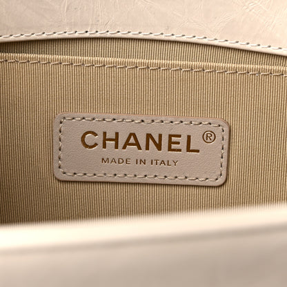 Chanel Crumpled Calfskin Chevron Medium Chain Boy Flap Ivory 6 of 13