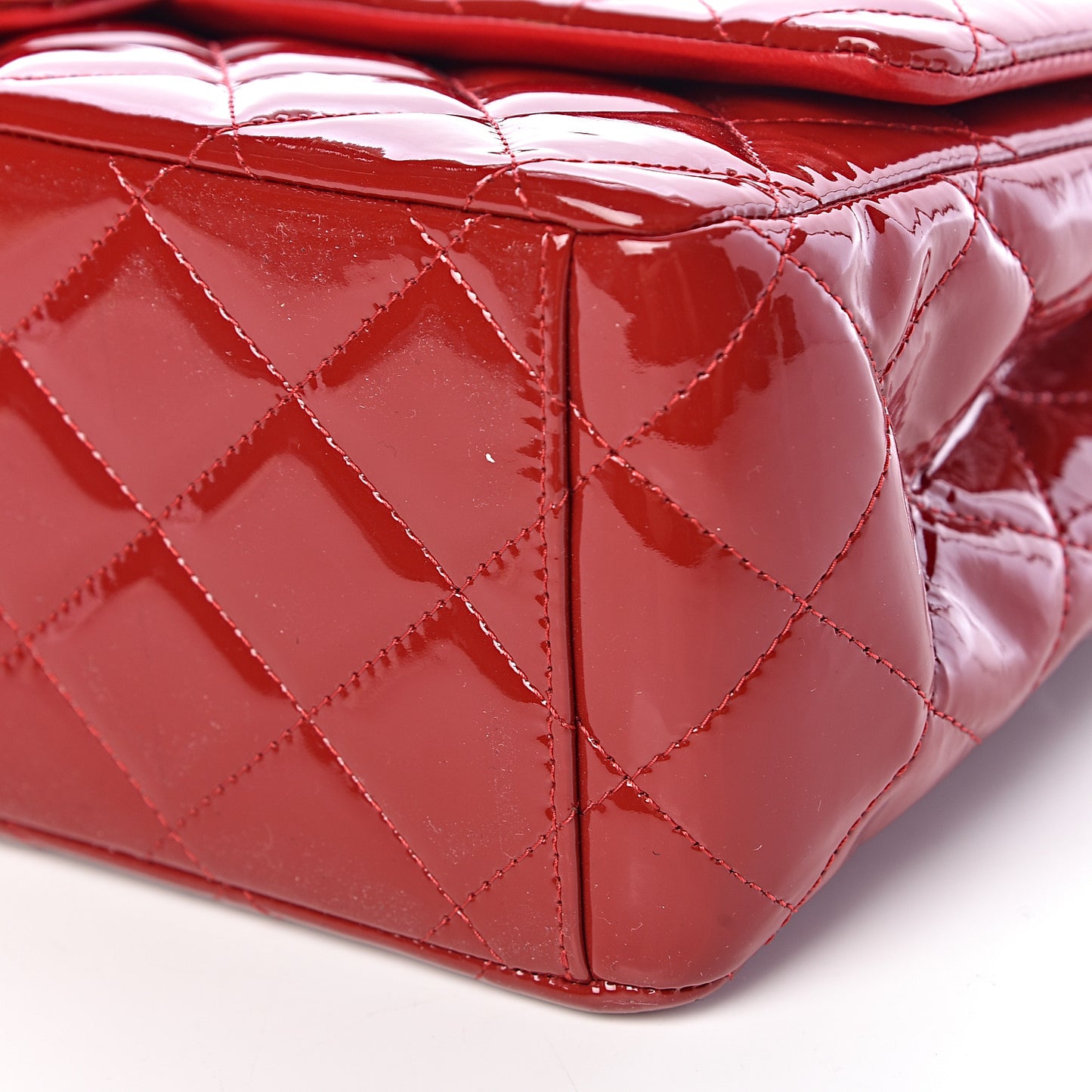 Patent Quilted Maxi Double Flap Red