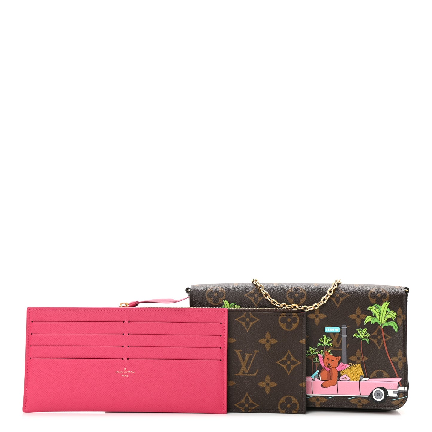 Monogram 2021 Christmas Animation Hollywood Pochette Felicie Chain Wallet Fuchsia