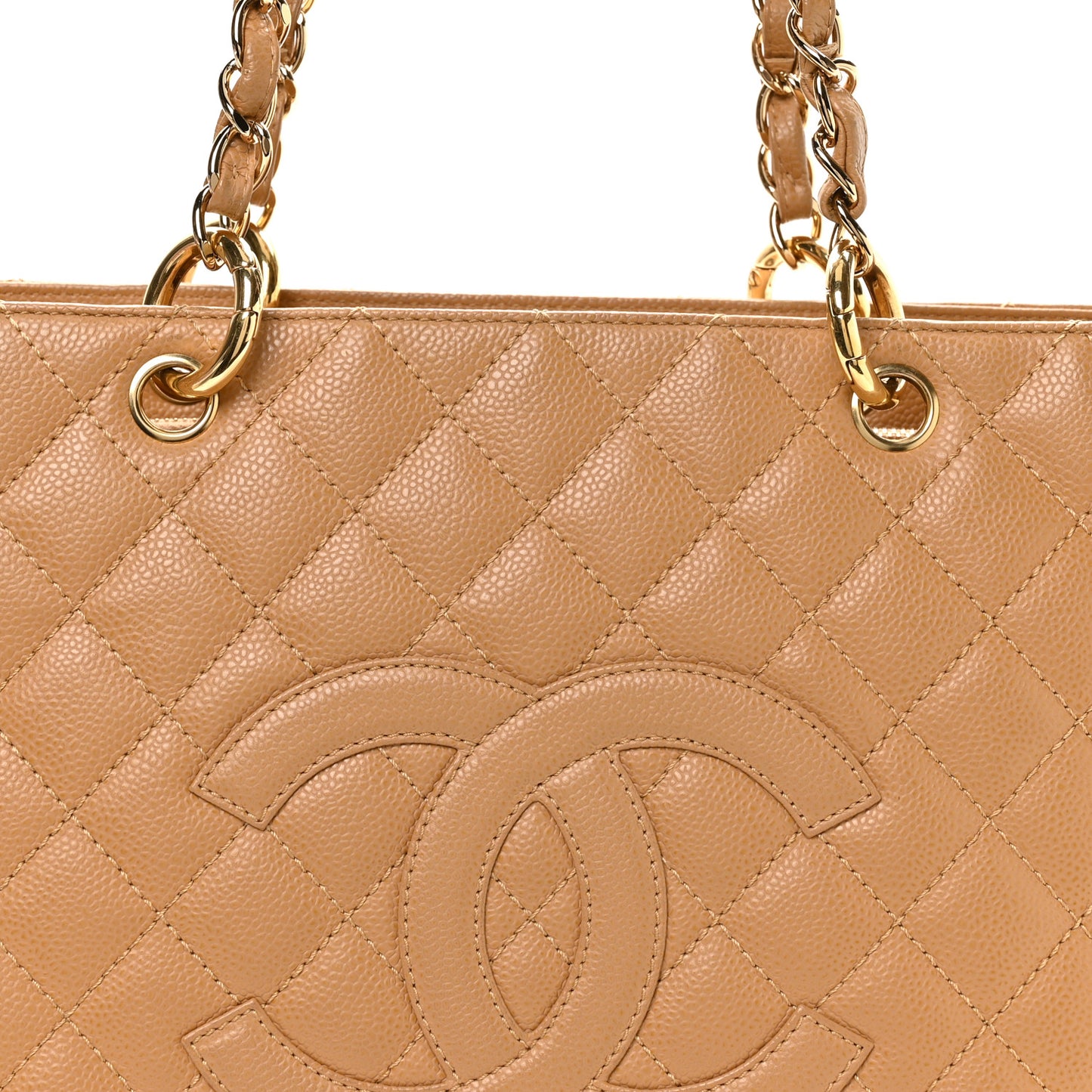 Caviar Quilted Grand Shopping Tote GST Beige