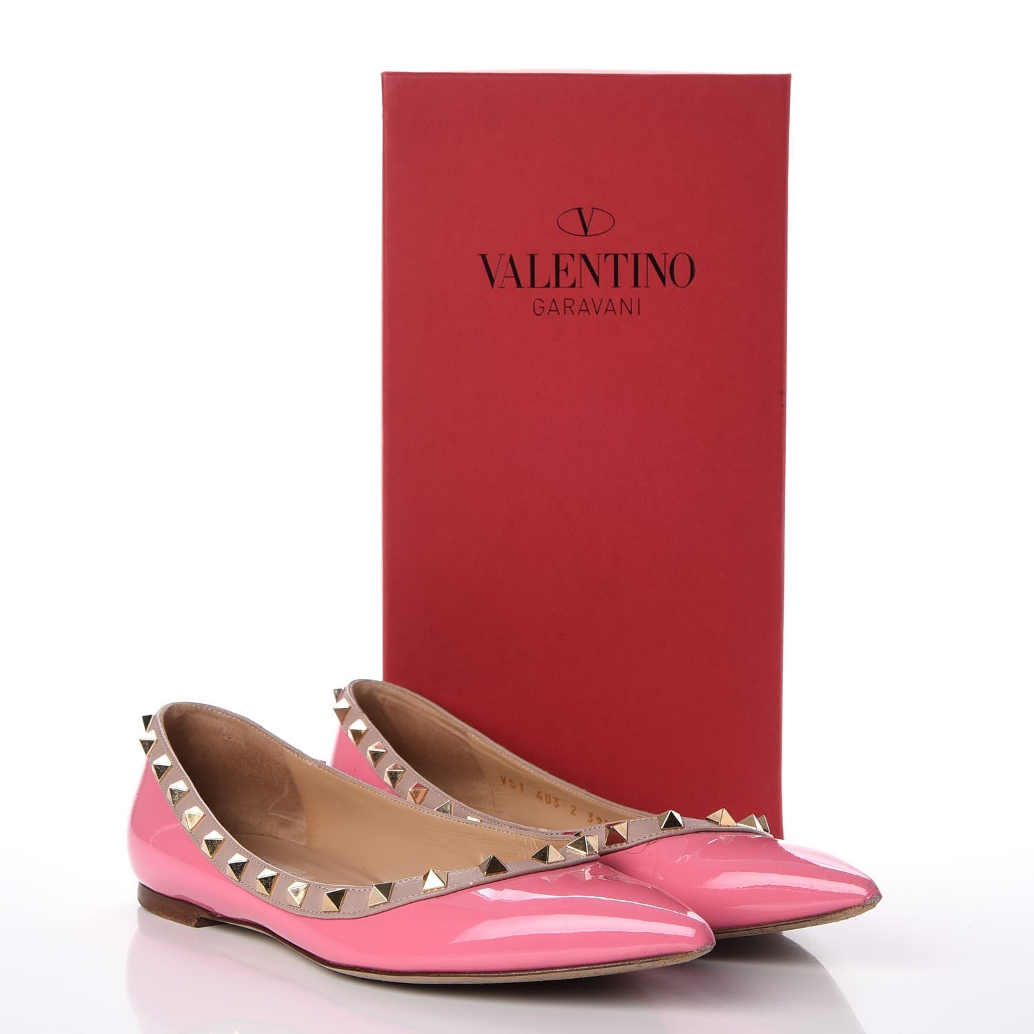 Valentino Garavani Patent Nappa Rockstud Ballerina Flats 39.5 Ninphea Poudre 20 of 20