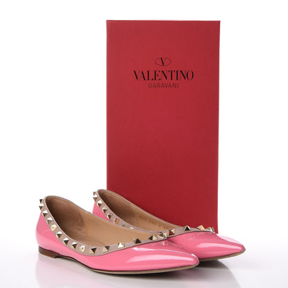 Valentino Garavani Patent Nappa Rockstud Ballerina Flats 39.5 Ninphea Poudre 20 of 20