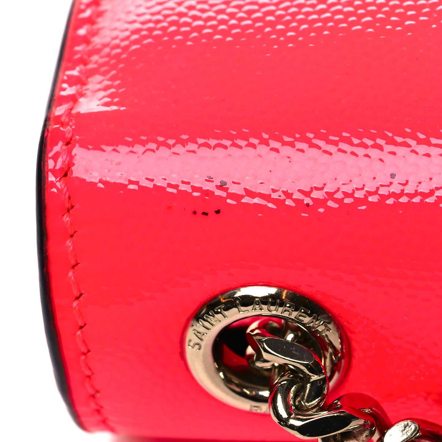 Patent Grain de Poudre Small Monogram Kate Satchel Neon Pink