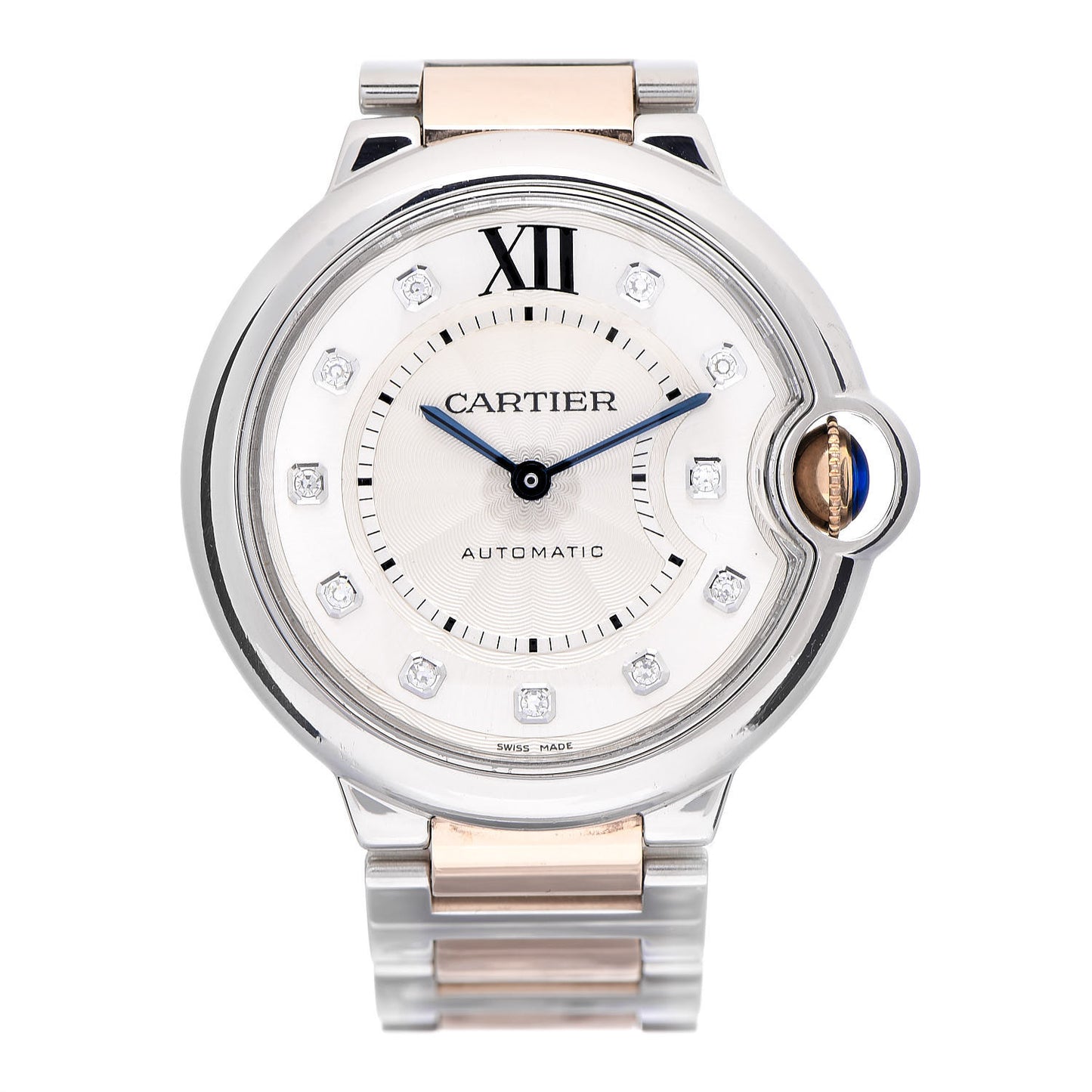 Stainless Steel 18K Pink Gold Diamond 36mm Ballon Bleu De Automatic Watch