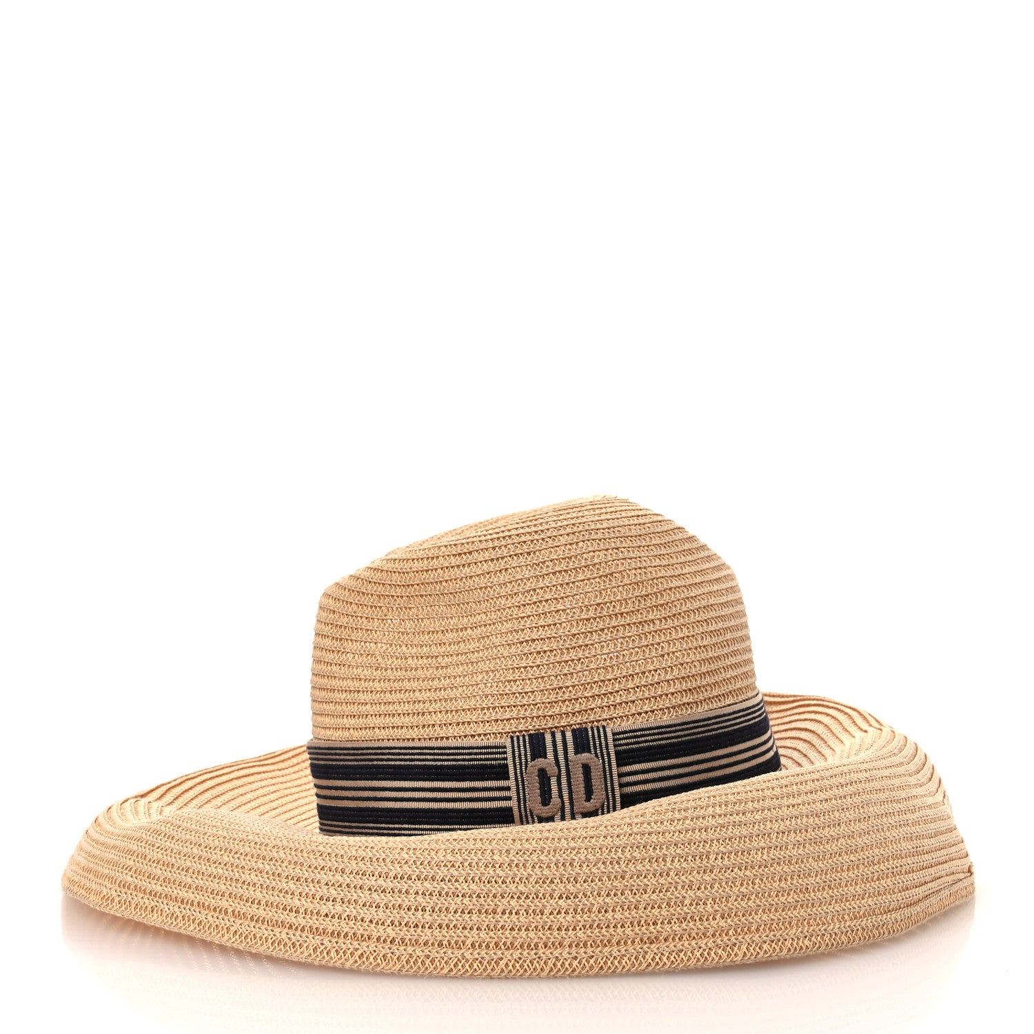 Christian Dior Straw Brim Hat 57 Natural 4 of 8