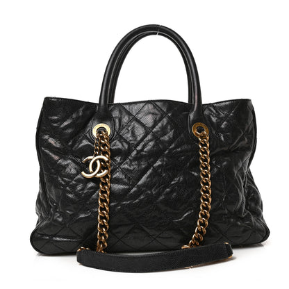 Chanel Glazed Caviar Quilted Small Shiva Tote Black 1 of 8