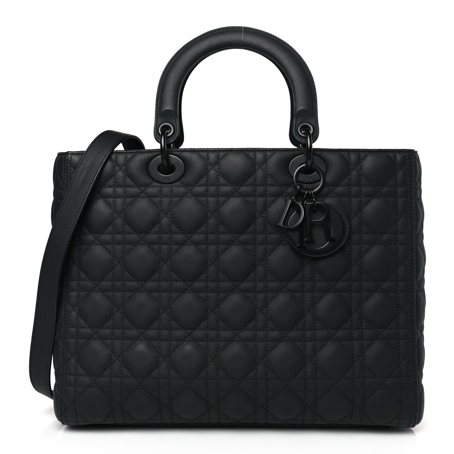 Ultra Matte Calfskin Cannage Large Lady Dior Black
