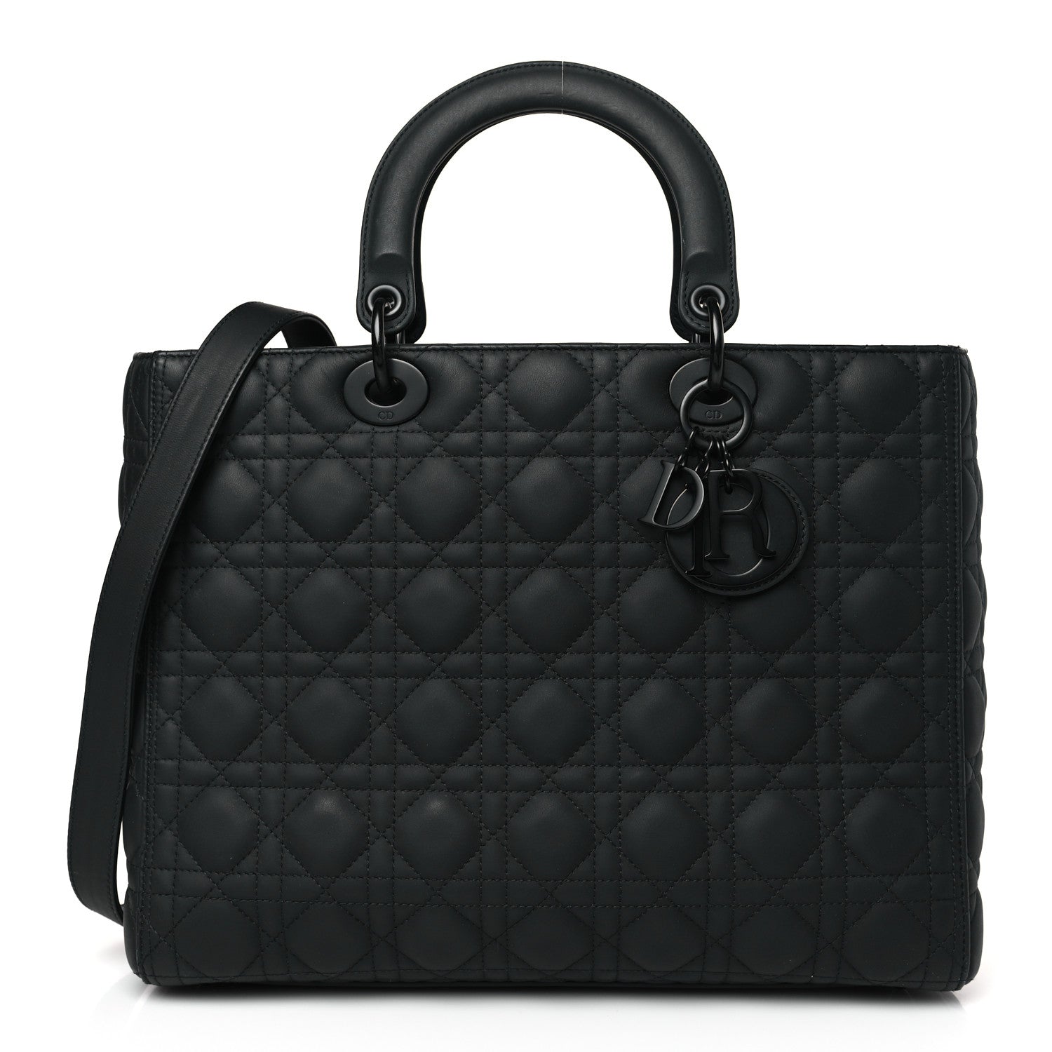 Christian Dior Ultra Matte Calfskin Cannage Large Lady Dior Black 1 of 8
