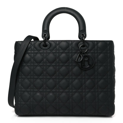 Christian Dior Ultra Matte Calfskin Cannage Large Lady Dior Black 1 of 8